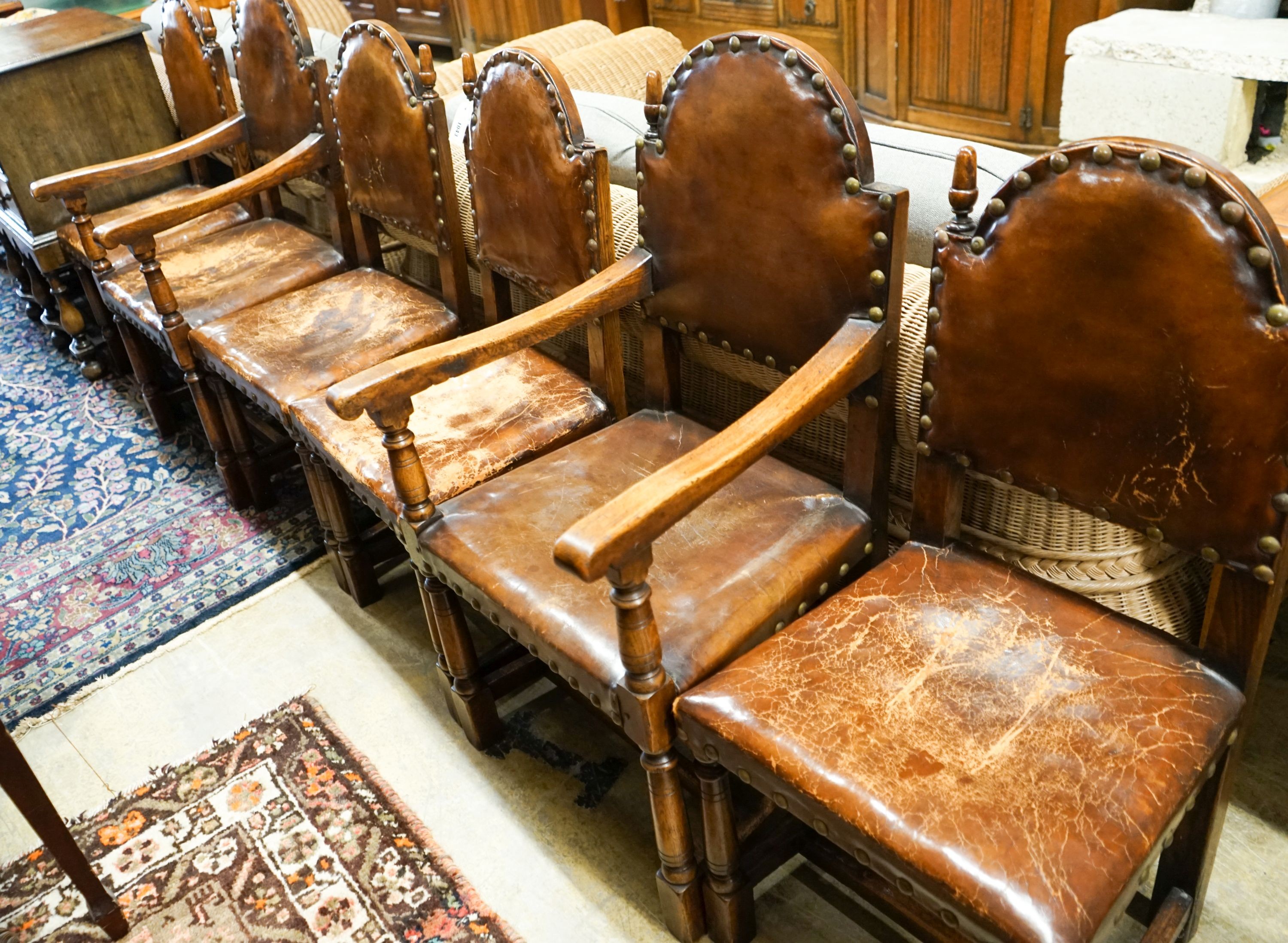 A set of six oak dining chairs